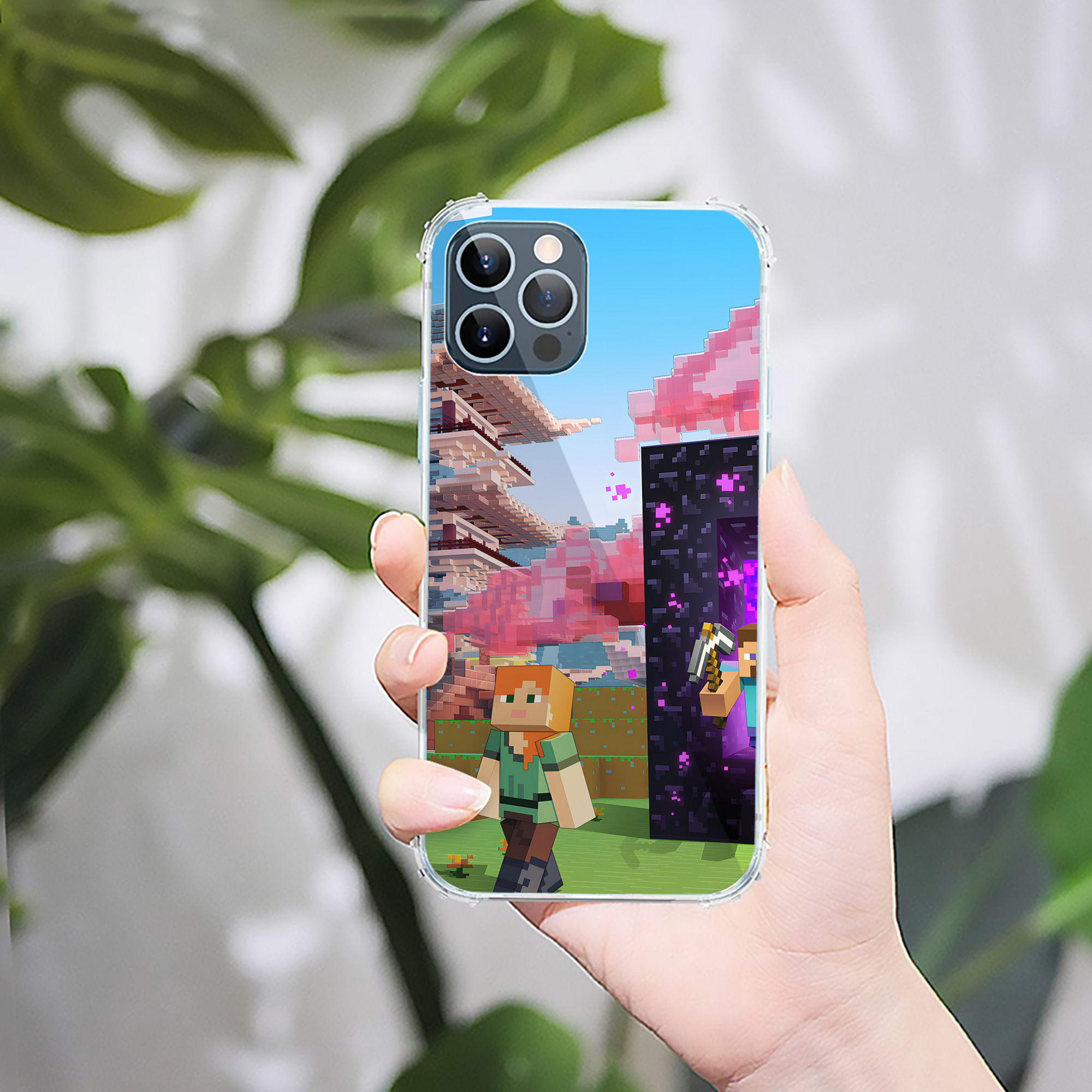 （画像用） マインクラフト ブロックの世界 Minecraft MC Block world 【iPhone 12シリーズ対応】透明スマホケース（クリアソフトケース）